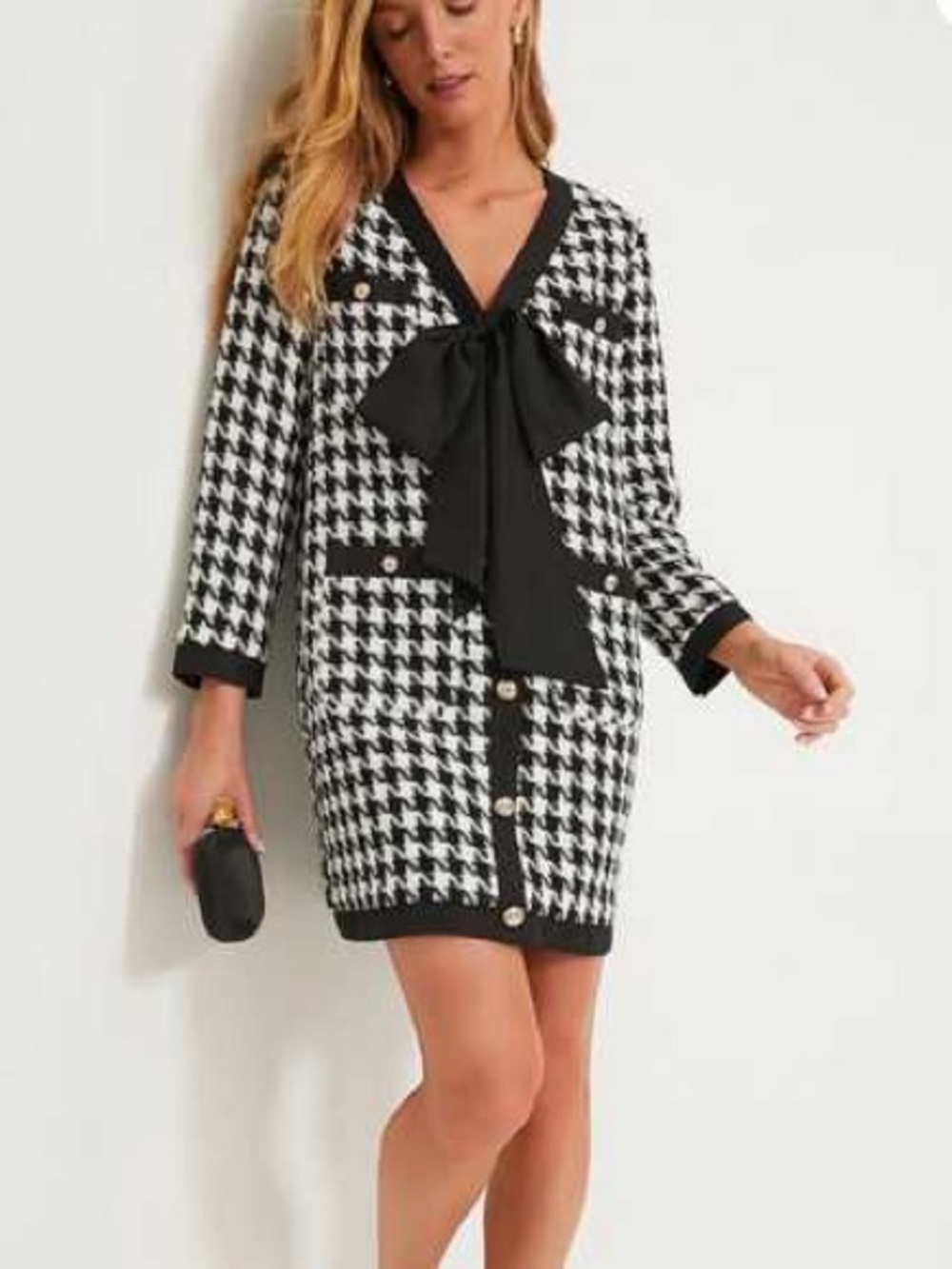 Tuckernuck pomander place Black & White Houndstooth Bow-Front Knit Dress - Picture 2 of 10